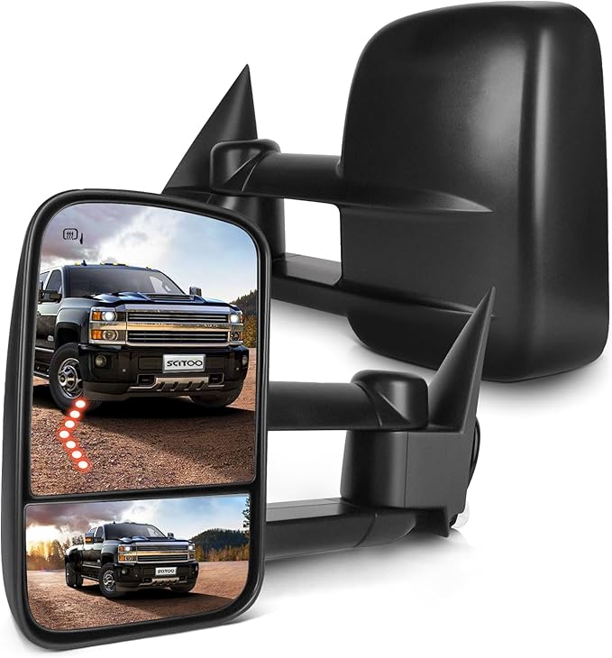SCITOO Towing Mirrors Fit for Chevy for GMC Exterior Accessories Mirrors fit 2003-2006 for Chevy for Silverado/Suburban/Sierra 1500 2500 3500 (Just Fit 07 Classic) with Arrow Turn Signal Heated Power