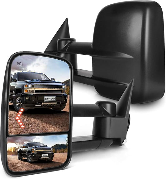 SCITOO Towing Mirrors Fit for Chevy for GMC Exterior Accessories Mirrors fit 2003-2006 for Chevy for Silverado/Suburban/Sierra 1500 2500 3500 (Just Fit 07 Classic) with Arrow Turn Signal Heated Power
