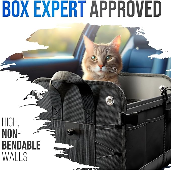 Car Trunk Organizer – Large Collapsible Storage Box with Adjustable Compartments – Heavy-Duty Cargo Organizer for SUV, Truck & Car – Non-Slip Waterproof Trunk Storage Bin for Groceries & Tools