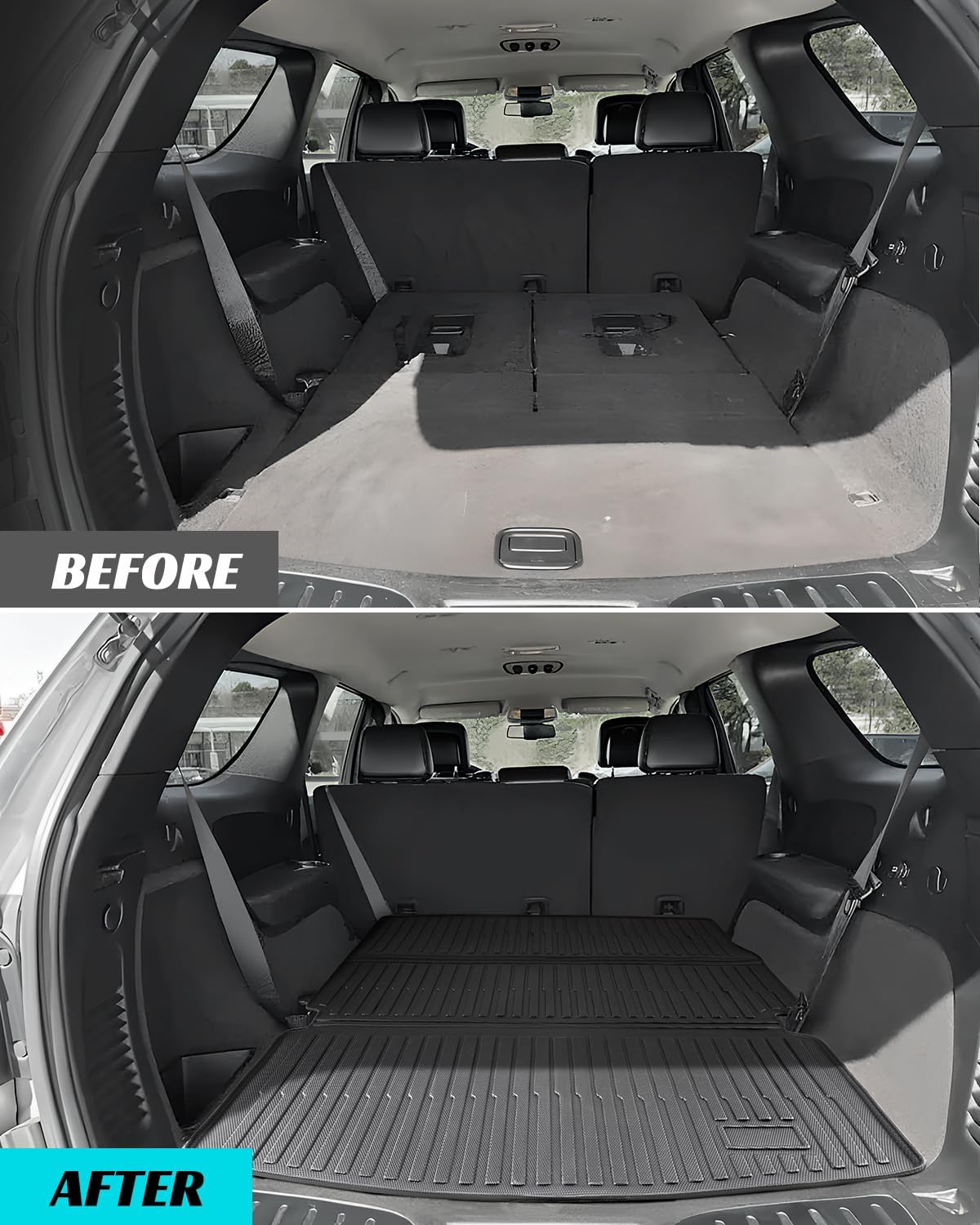 Floor Mats Full Set for Dodge Durango 2011-2015 7 Seats, All Weather Floor Mats Cargo Liner Car Accessories for Dodge Durango 2011-2015, Custom Fit Accessories Rubber Trunk Liner for SUV Cargo