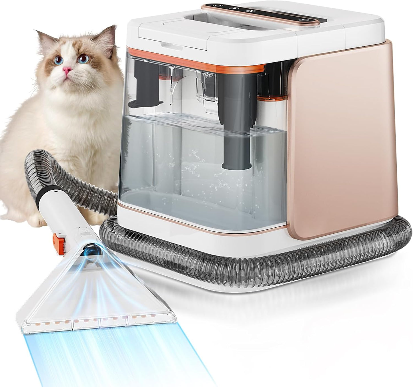 Portable Carpet and Upholstery Cleaner Machine - Multi-Surface Cleaner, Couch & Rug Shampooer with Powerful Suction, Handheld Cleaner for Pets, Spot, Stain, Car & Auto Detailer, 2 Cleaning Tools, Pink