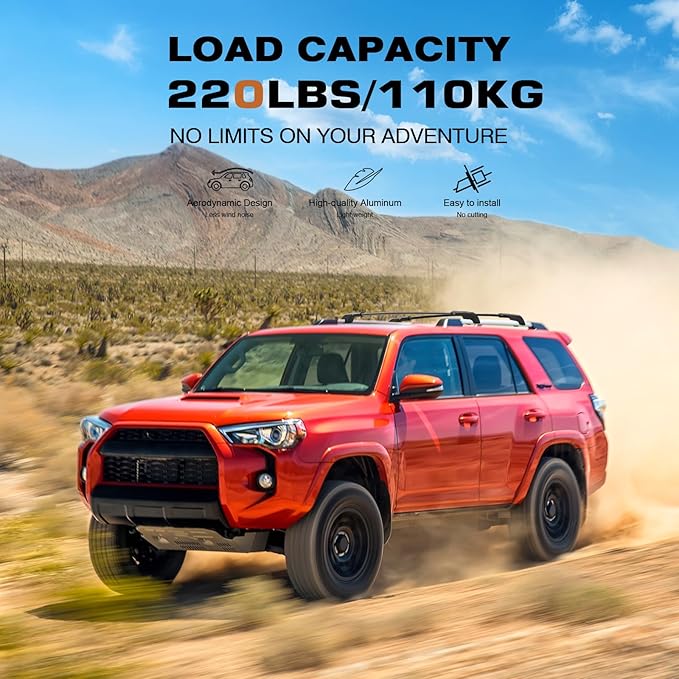 Lockable Roof Rack Cross Bars 220lbs Compatible with Toyota 4Runner 2010-2024 with Side ROOF Rails, Heavy Duty Aluminum Roof Rails Crossbars Cargo Canoe Black Rooftop Cargo.