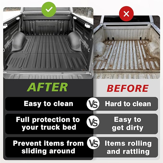 TripleAliners Truck Bed Mat Compatible with 2007-2021 Toyota Tundra Accessories 5.5FT Vehicle Perfectly Flush All Weather Protection TPE Heavy Duty Pickup Car Bed Cargo Mat