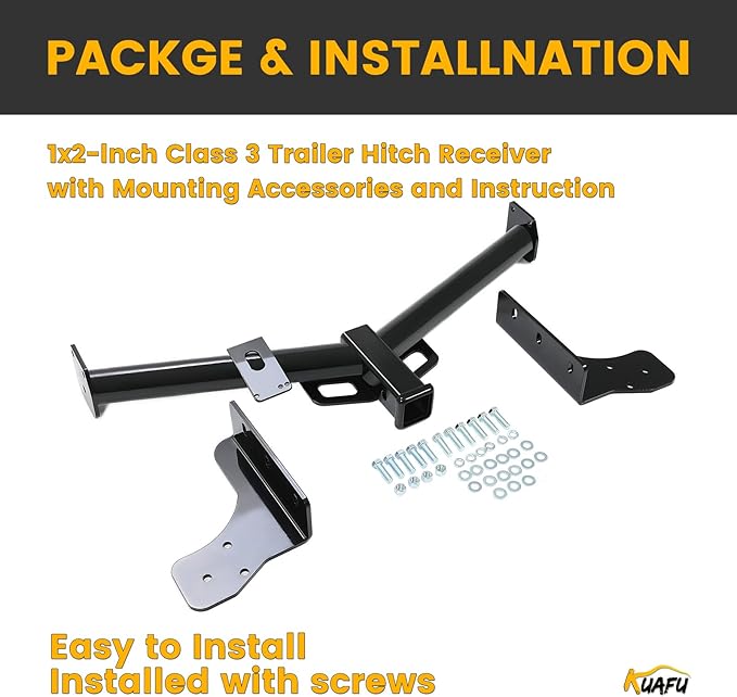 KUAFU Class 3 Trailer Hitch 2 Inch Receiver Compatible with 2006-2018 Toyota RAV4 Black Towing Hitch