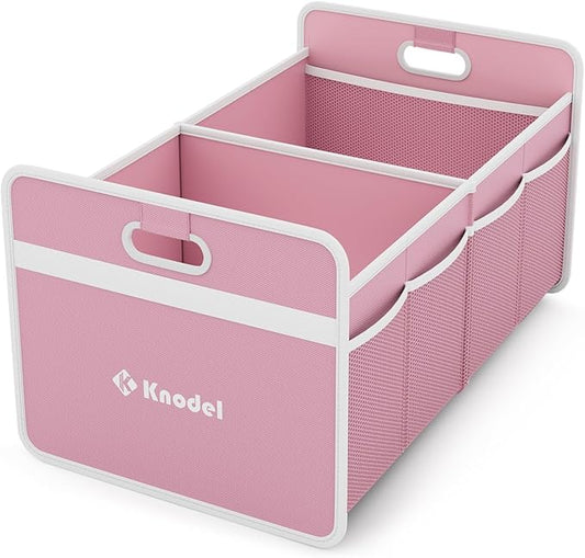 K KNODEL Car Trunk Organizer, Foldable Organizer for Car, Automotive Consoles & Organizers, Storage with Reinforced Handles (Medium, Pink)