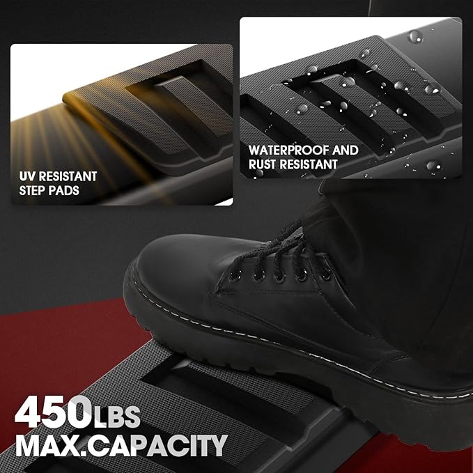 DNA MOTORING 6.75" Flat Running Boards Side Step Bars Compatible with 2007-2018 Chevy Silverado GMC Sierra 1500 3500HD / 2007-2019 2500 HD Extended Cab, Black, STEPB-A-0093