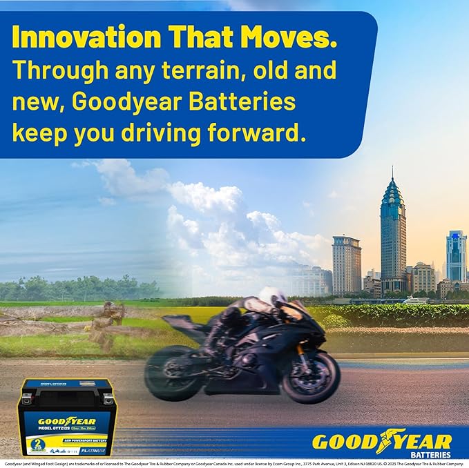 Goodyear GYTZ12S - 12 Volt 12 AH, 210 CCA, Rechargeable High-Performance, Maintenance Free, SLA - AGM Battery for Motorcycle, ATV, UTV, Scooter, Snowmobile, Motorbike and more!