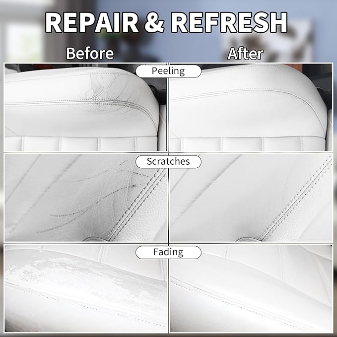 White Leather Recoloring Balm with 100ml Mink Oil,Leather Couch Scratch Remover,Leather Repair kit for Vinyl Furniture and Car Interior,Leather Dye Paint,Mink Oil for Leather