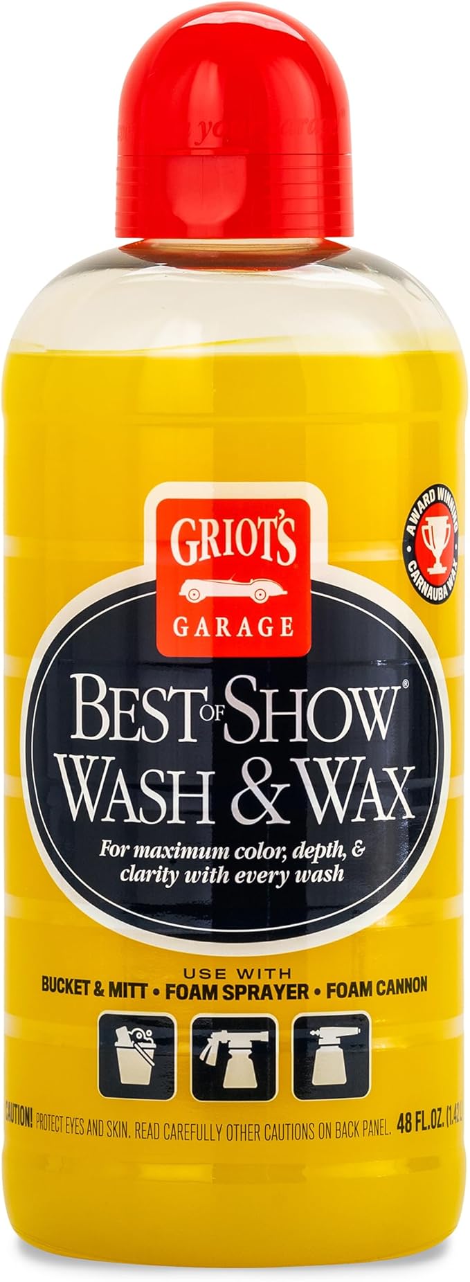 Griot's Garage Best of Show Wash and Wax for Car Detailing and Cleaning, Carnauba-Packed Coating, High Gloss Shine and Protection for Auto Paint, 10887, 48oz