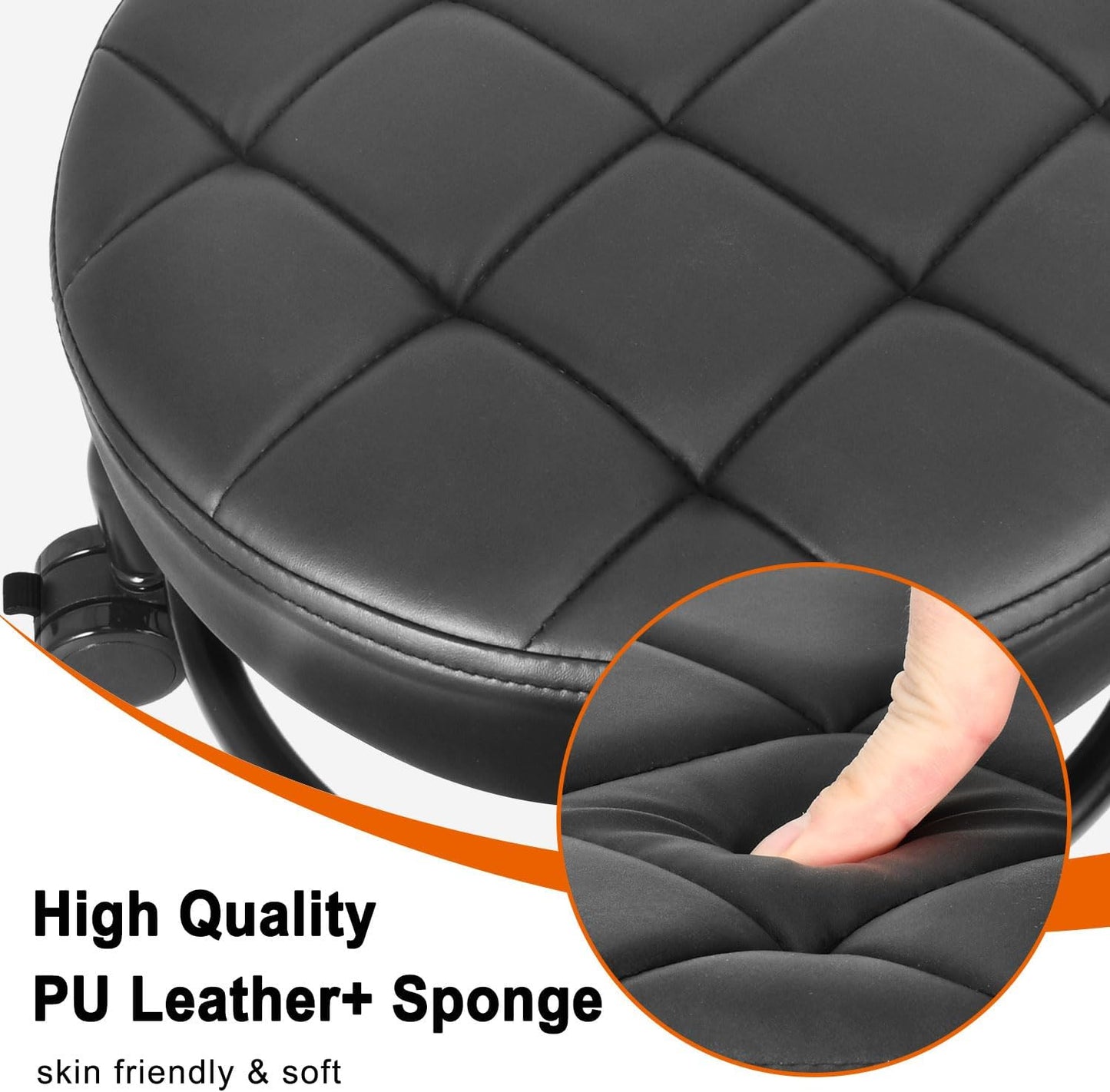 Low Roller Seat Low Height Rolling Stool PU Leather Rolling Stool, Modern Rolling Chair for Home Office Garage Shop