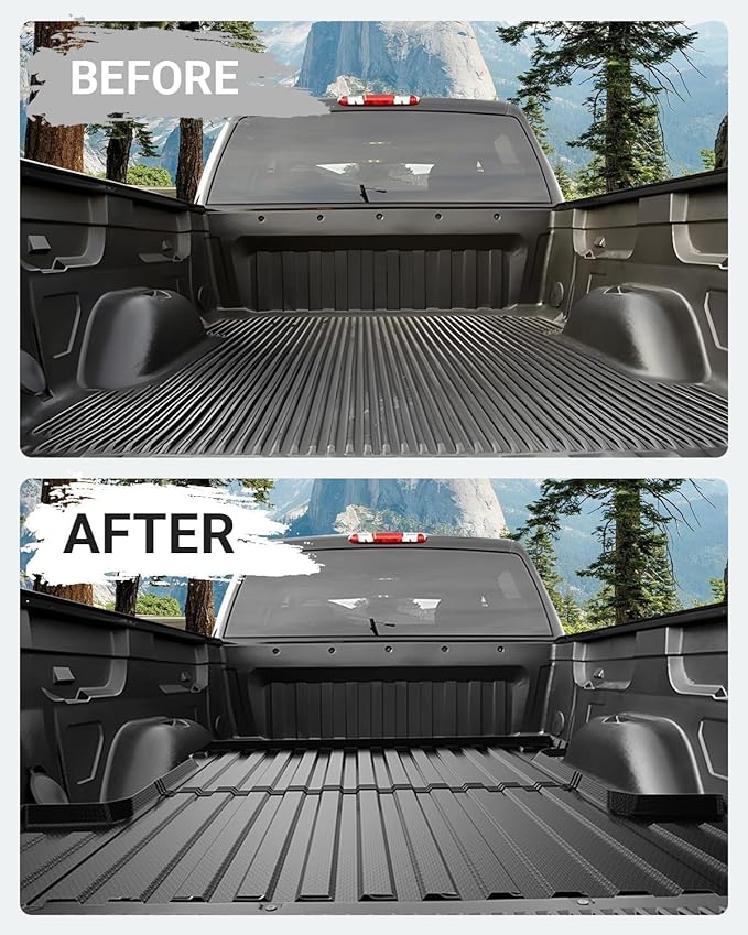 Ecarzo Truck Bed Mat for 2026 2025-2019 Chevy Silverado 1500/GMC Sierra 1500 5.8 FT Custom Fit Heavy-Duty TPE Car Cargo Bed Liner Anti-Slip All-Weather Tailgate Protector Odorless Pickup Accessories