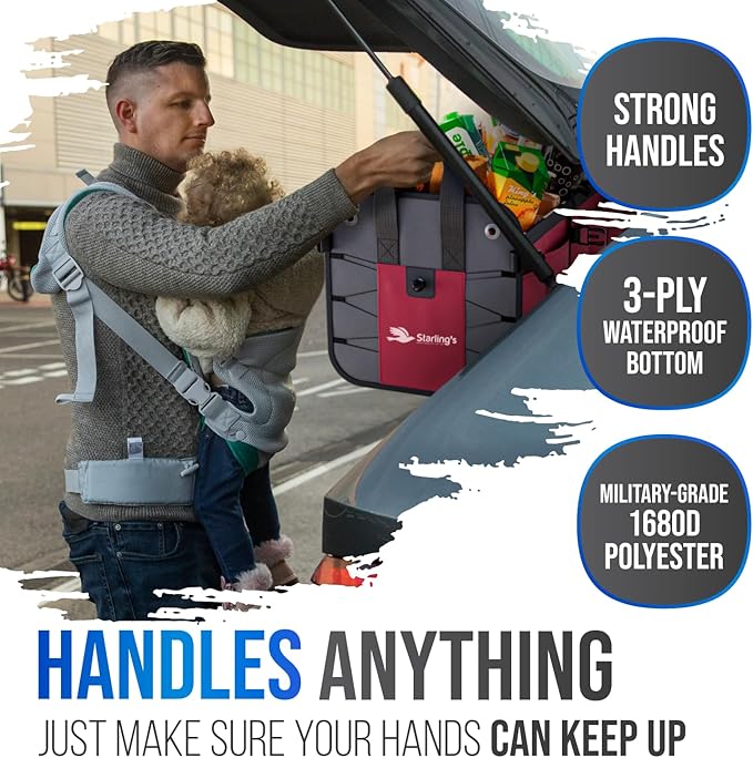 Car Trunk Organizer – Large Collapsible Storage Box with Adjustable Compartments – Heavy-Duty Cargo Organizer for SUV, Truck & Car – Non-Slip Waterproof Trunk Storage Bin for Groceries & Tools