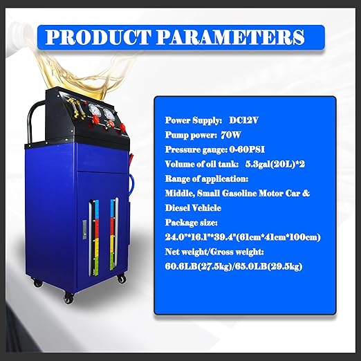 Auto Transmission Fluid Exchanger Fluid Flush Cleaning Machine Gearbox Cleaning Equipment Oil Replace Cleaner with Two 5.3Gal Tank 12V/DC