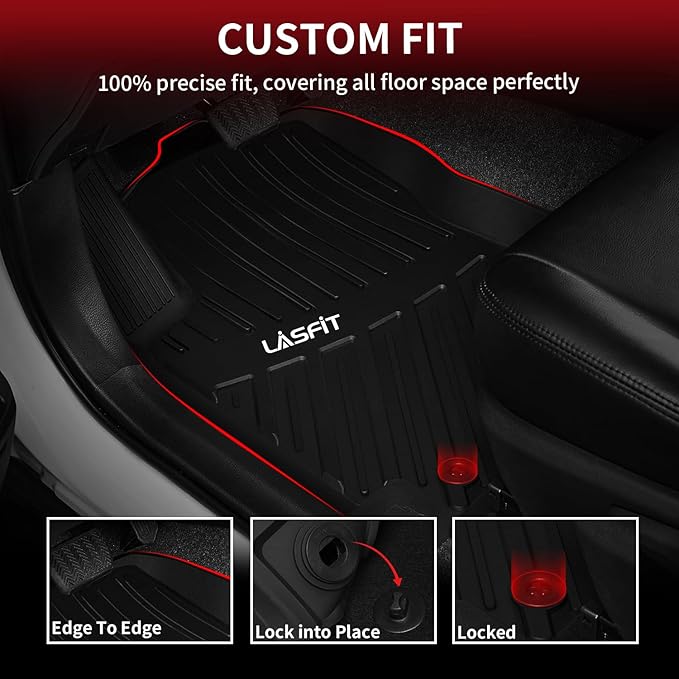 LASFIT Floor Mats for Toyota RAV4 2013-2018 (Not for Hybrid&Prime) All Weather Floor Liner for rav4 LE/XLE/SE/Limited TPE Custom Fit Mats for Toyota RAV 4 Car Mats Front&Rear 2 Row Mats,Black
