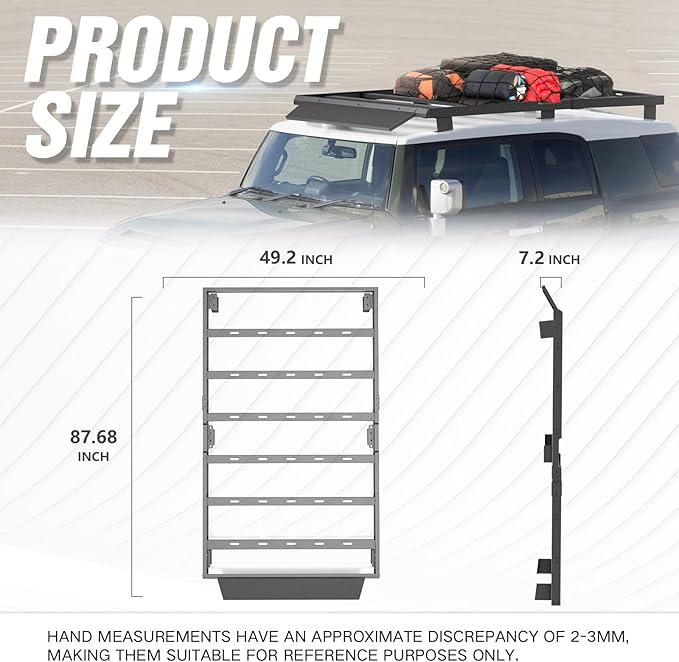 for Cruiser Roof Rack Cargo Basket Compatible with 2007 2008 2009 2010 2011 2012 2013 2014 Toyota FJ Cruiser, Overland Rooftop Pickup Truck Cargo Carrier Top Luggage Storage Holder Cross Bars