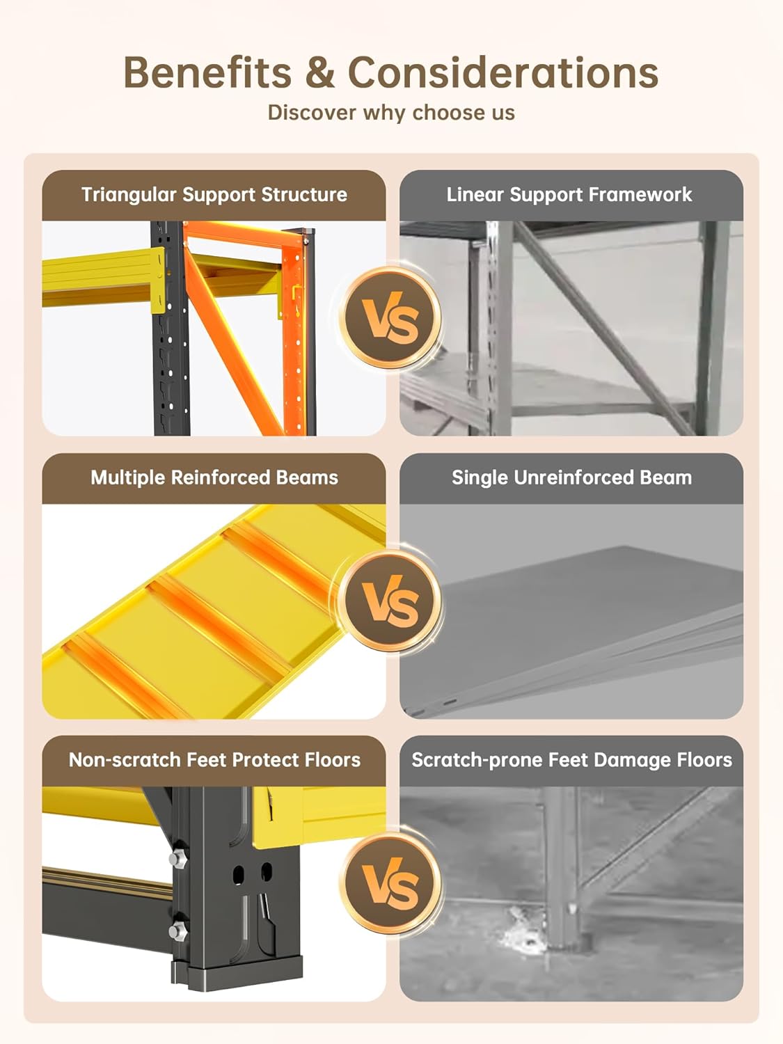 4-Tier Storage Shelves,79" H Heavy-Duty Garage Shelving Unit,Adjustable Industrial Metal Shelf System,4,000lbs Capacity,Tool Organizer for Garage,Workshop,48" W*20" D*79" H,Black&Yellow