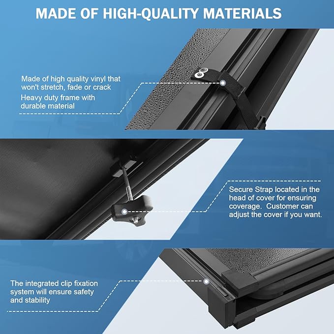 Hard Tri-Fold Truck Bed Tonneau Cover Compatible with 2005-2015 Toyota Tacoma 6FT Bed