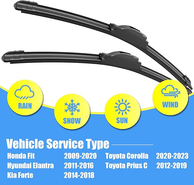 Gavimnal® 28"+14" Silicone Wiper Blades Replacement For Honda Fit 2009-2020,All-Season Front Windshield Wiper Blades(Set of 2)