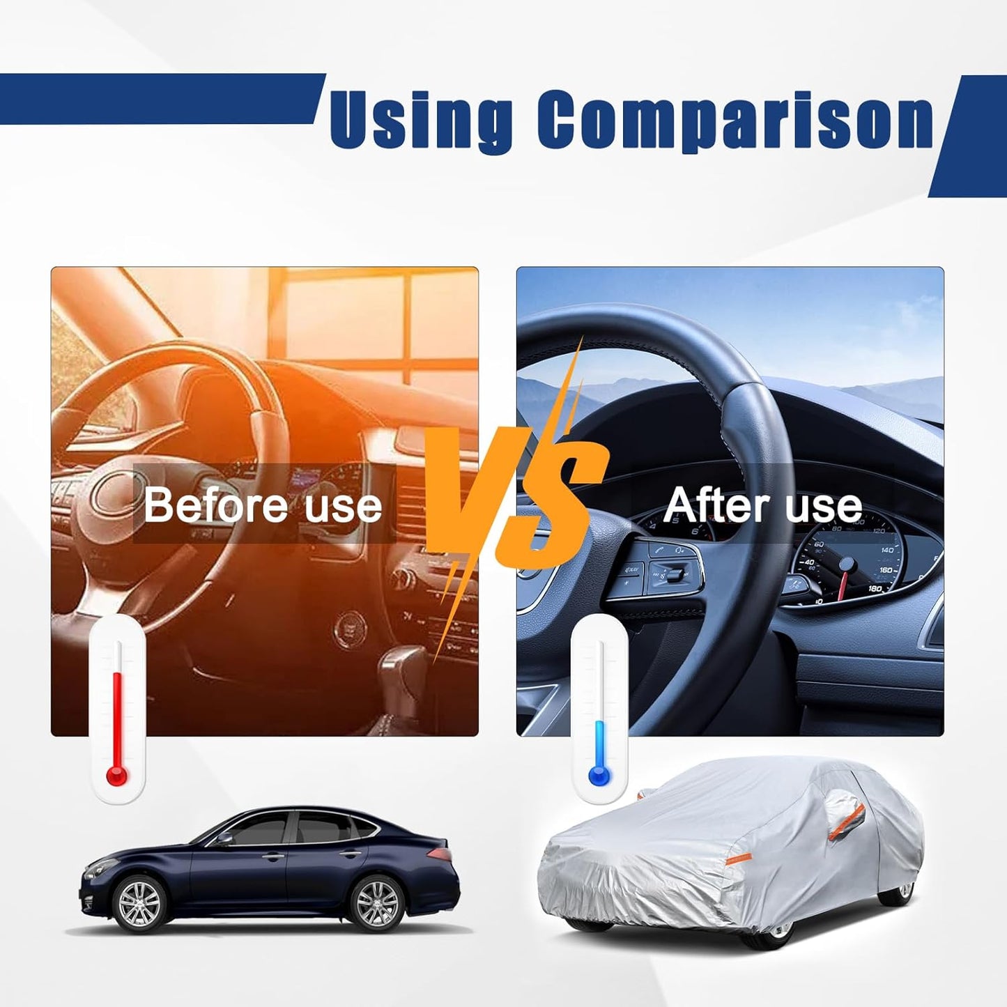 Kayme 6 Layers Car Cover Custom Fit for Lexus ES ES300 ES330 ES350 ES300h (2001-2025) Waterproof All Weather for Automobiles, Outdoor Full Cover Rain Sun UV Protection.Silver