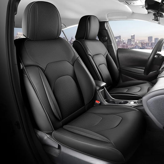 FREESOO Car Seat Covers Front Seats 2PCs,Waterproof Automotive Seat Covers, Leather Cars Interior Covers, Seats Protection Universal fit Babies & Adult (Black)