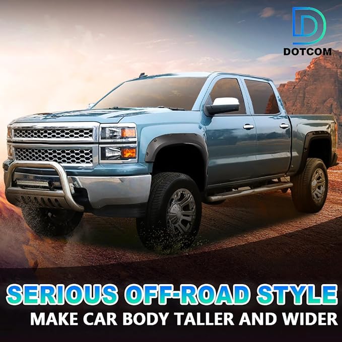 DOTCOM Fender Flares,Compatible with Toyota Tundra 2007-2013,Wheel Arch Cover Trim,Paintable Matte Pocket Smooth Riveted Style 4PCS