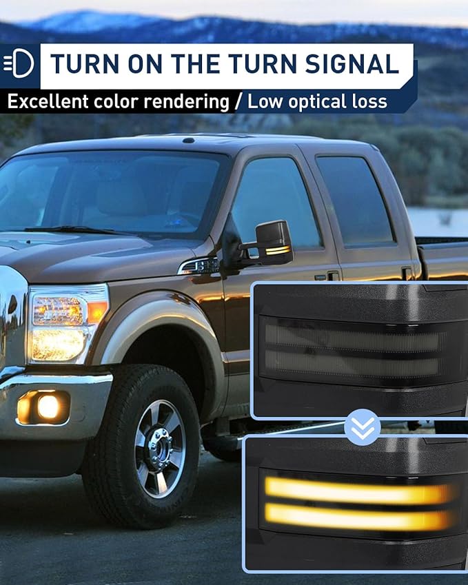 ECCPP Tow Mirrors Towing Mirrors Compatible With 2003-07 For Chevy For GMC Pickup With Left Right Side Power Adjusted Heated Arrow Light Width Light With Black Housing