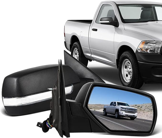 ECCPP Towing Mirrors Tow Mirrors Fit For 2014-2018 For Chevy For Silverado For GMC For Sierra A Pair With Power Heated Turn Signal On Cover Clearance lamp Puddle light Manual Folding Black Texture