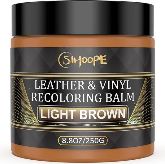 2025 New Advanced Leather Recoloring Balm,Light Brown Leather Repair Kit for Furniture,Leather Dye Filler,Leather Color Restorer for Couches,Leather Scratch Remover for Car Interior