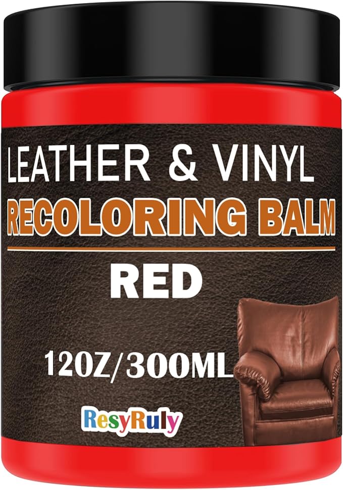 Leather Stains and Dye Liquid Red Recoloring Balm Dashboard Fabric Sneaker Shoes Boots Jacket Bag Purse Vinyl Acrylic Paint Boat Car Seats Wood Furniture Couch Fade Scratches Repair Kit Color Restorer