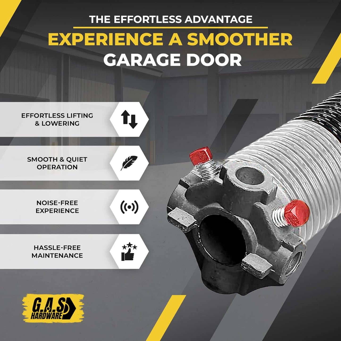 Garage Door Torsion Spring 295x2x41 Torsion Springs for Left Side of Garage Door with 1" Steel Bearing, Gloves, and Winding Bars Precision E-Coating 5-Year Warranty Minimum 30,000 Cycles (Red Cone)