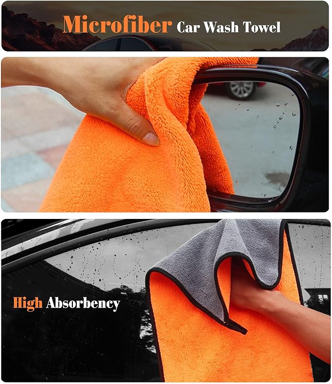 YeewayVeh 5PCS Car Wheel Cleaning Kit, 2-Size Bendable Wheel Brush Set, Scratch-Free Rim Cleaner Brush, Tire Brush and Car Detailing Brush with Microfiber Towel for All Wheel Types