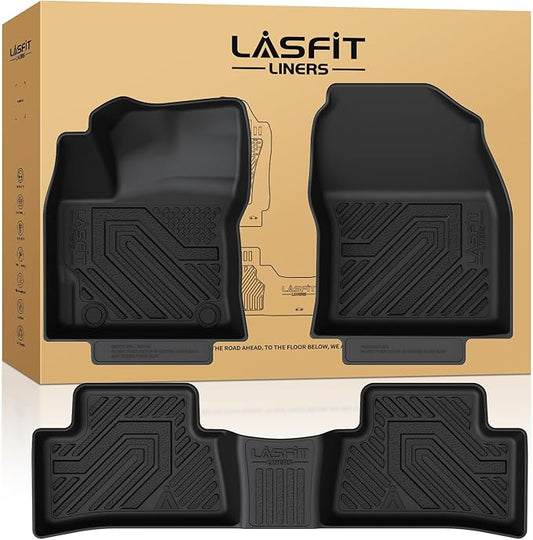 LASFIT Floor Mats Custom Fit for Toyota Corolla Cross 2022-2026（Fit Hybrid Not Fit Gasoline）, All-Weather Protection TPE 1st & 2nd Row Car Liners for Toyota Accsessories, Easy to Clean, Black