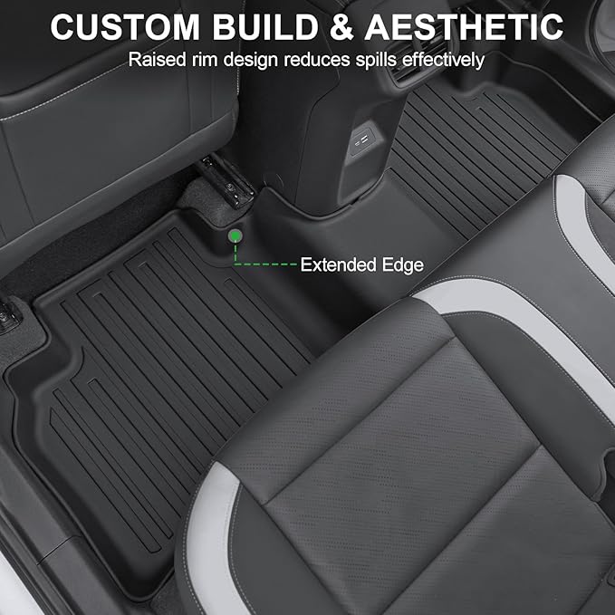 Floor Mats Fit for 2021-2025 2026 Buick Envision, TPE All Weather Protection Front & 2nd Row Black Car Liners & Door Sill Guards SUV Accessories