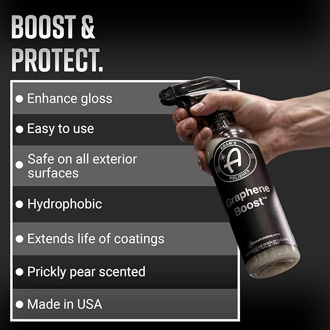 Adam's Graphene Boost - Graphene Ceramic Coating Spray For Car Detailing | Adds Protection & Extends The Life Of Top Coat Ceramics | Maintenance Spray On Wipe Off | Car Boat RV Motorcycle