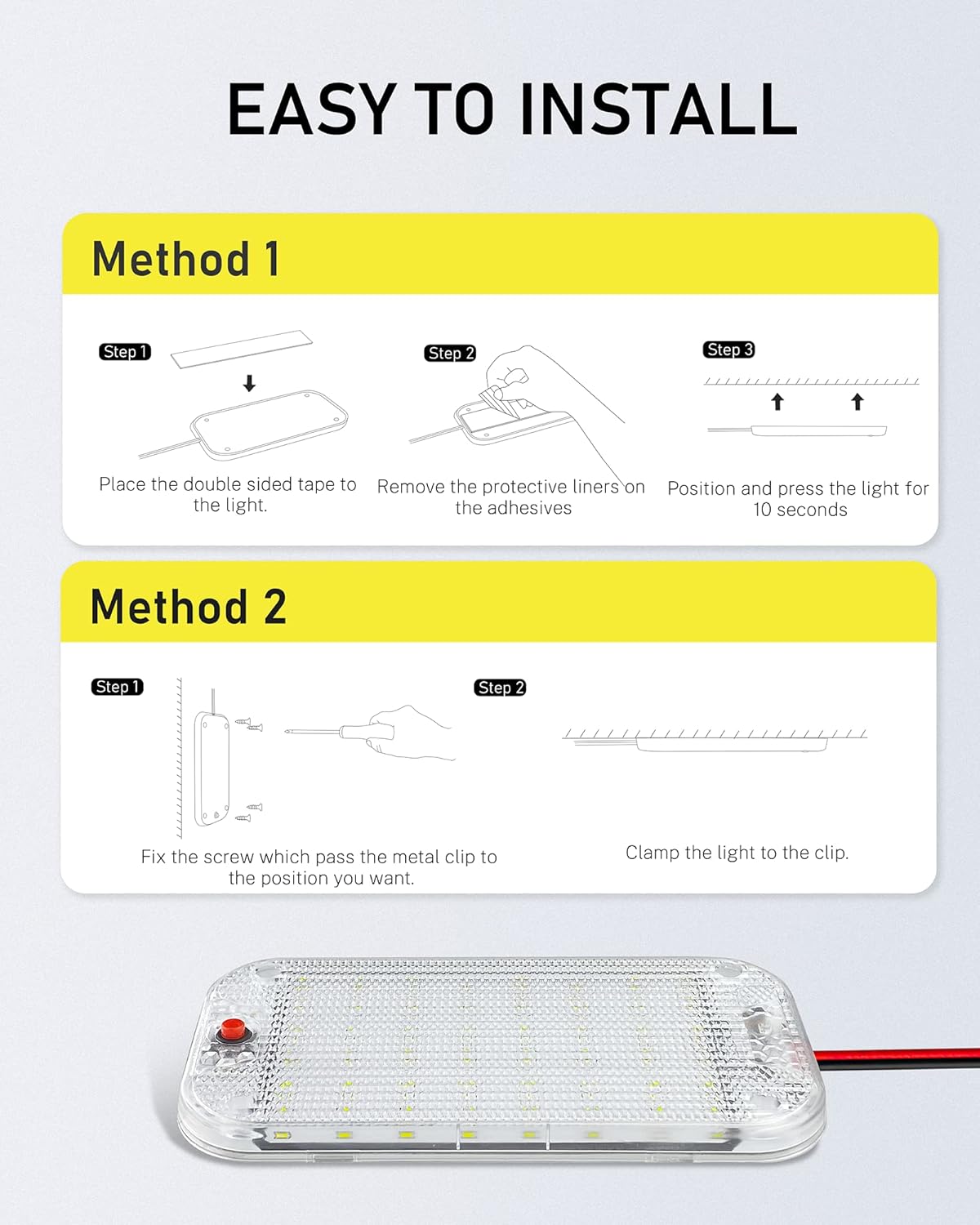 Dome Light for RV Interior, 48LED 800LM Ultra Bright 12 Volt LED White Lights, RV Ceiling Light with Switch Control, Ideal for Car Van Truck Camper Lorry Motorhome Boat(6 Pack)