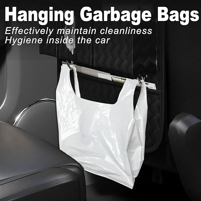 Car Seat Organizers,Multi-functional Back Seat Protectors, Storage Pouches, and Tray Holders (for Cars, Kids, Seat Back and Rear Seats) (Woven Black, 1 Pcs)