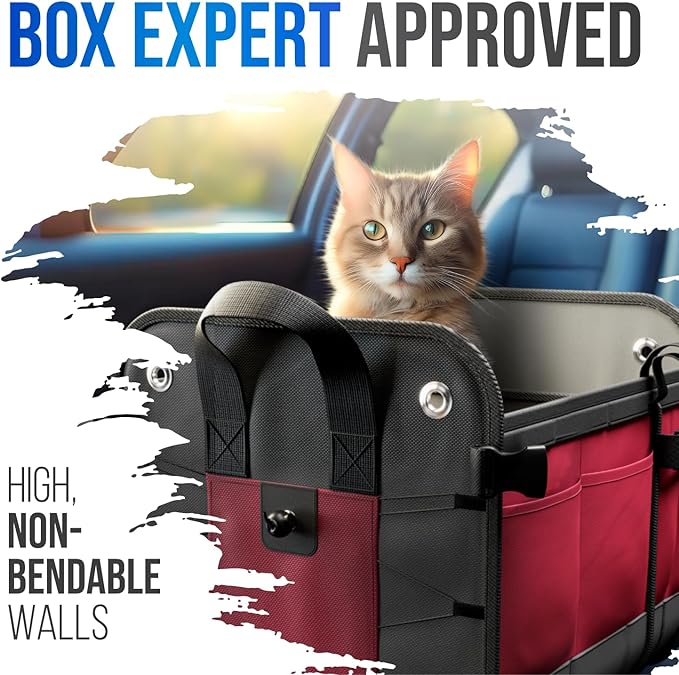 Car Trunk Organizer – Large Collapsible Storage Box with Adjustable Compartments – Heavy-Duty Cargo Organizer for SUV, Truck & Car – Non-Slip Waterproof Trunk Storage Bin for Groceries & Tools