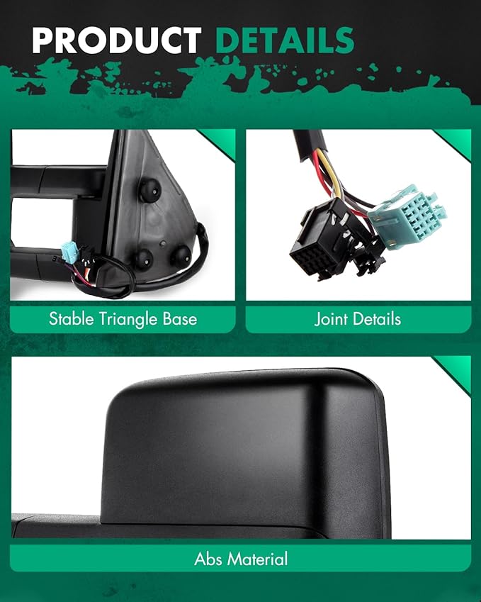 SCITOO Towing Mirrors Fit for 2003-2006 for Chevy Silverado Tahoe Suburban Avalanche for GMC Sierra Yukon for Cadillac Power Adjusted Heated LED Signal Light Manual Folding Pair Tow Mirrors