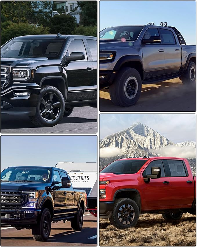 ECCPP Towing Mirrors Tow Mirrors Fit For 2014-2018 For Chevy Silverado 2014-2018 For GMC Sierra With Left Right Side Power Heated Turn Signal Light On Glass Black Texture Manual Folding