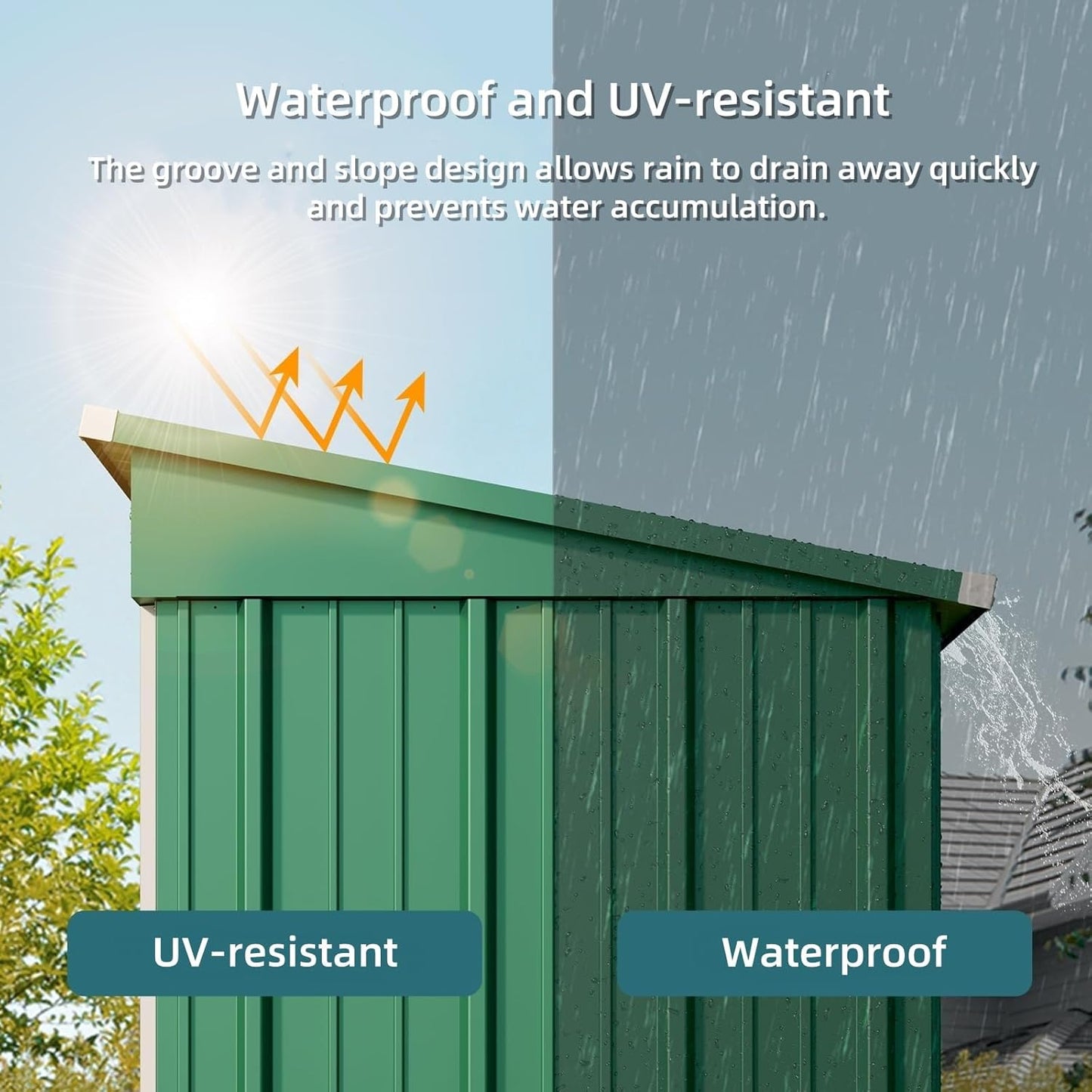 Bealife 5' x 3' Outdoor Storage Shed Clearance, Metal Outdoor Storage Cabinet with Single Lockable Door, Waterproof Tool Shed, Backyard Shed for Garden, Patio and Lawn(Green)