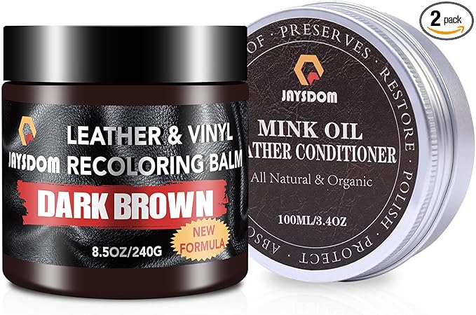 Leather Recoloring Balm, Leather Repair Kit, Leather Dye, Leather Color Restorer, Leather Scratch Remover, Leather Couch Paint, Repair, Leather Scratch Repair, Leather Restorer (Dark Brown with Oil)