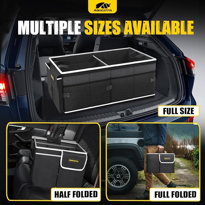 MIKKUPPA Car Trunk Organizer - 65L Collapsible Trunk Organizer with Lid, Sturdy Car Storage for SUV Auto Truck Van with Adjustable Straps and Non Slip Bottom