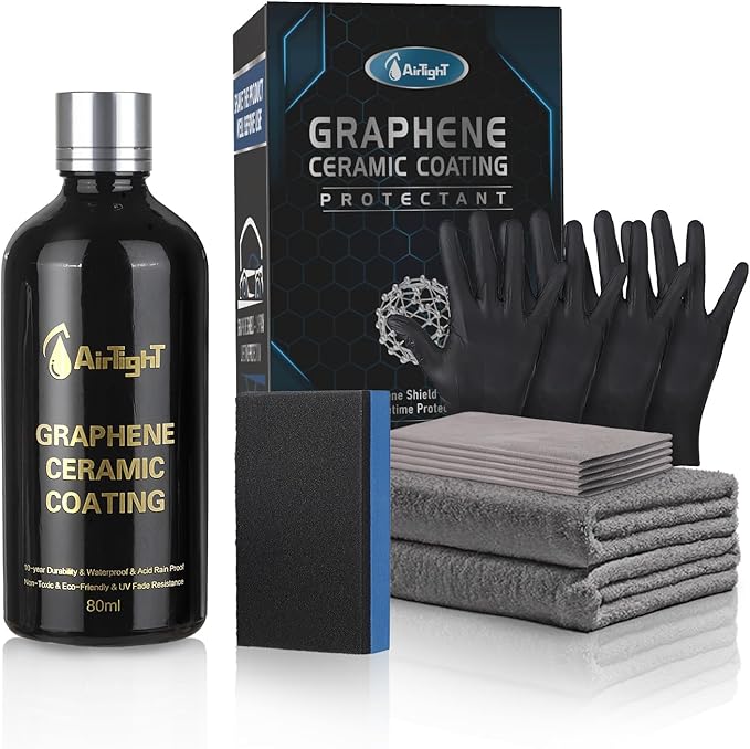 AirTighT Advanced Graphene Ceramic Coating- Self-Cleaning Effect Ultra-High Gloss, Long-Term Protection for Cars, Motorcycle & More,10+ Years Protection Extremely Hydrophobic Anti Scratch