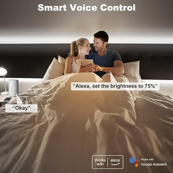 16.4ft 6500K WiFi COB Led Strip Light with App and Remote, Compatible with Alexa and Google, Dimmable Cool White Indoor COB Led Lights for Stair, Kitchen, Cabinet