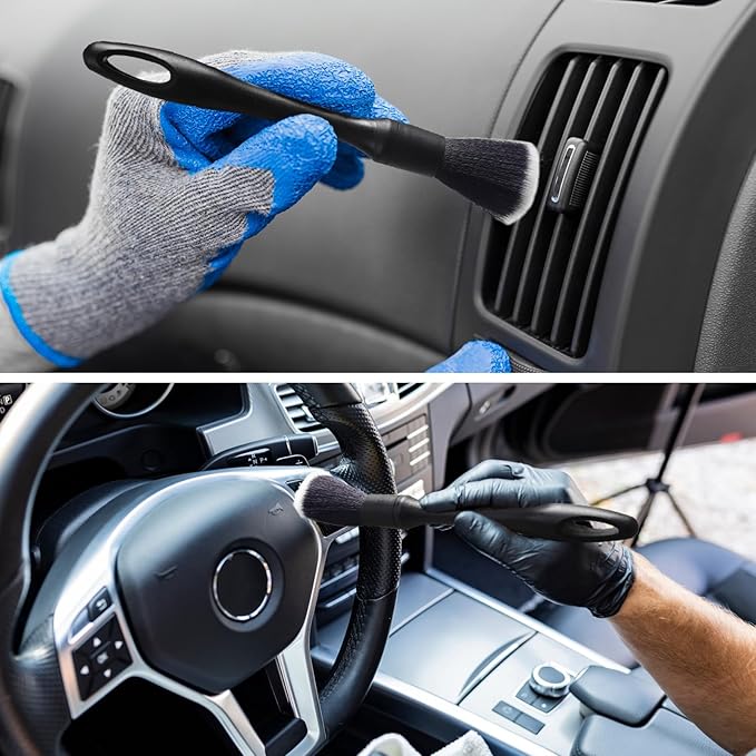 NIKCOSMK 3PCS Wheel Brush Kit for Cleaning Wheel and Tire, Wheel and Rim Brush, Car Detailing Brushes, Bendable & Durable Car Wheel Rim Cleaner Brush Set,Car Detailing Cleaning Brush Supplies Kit