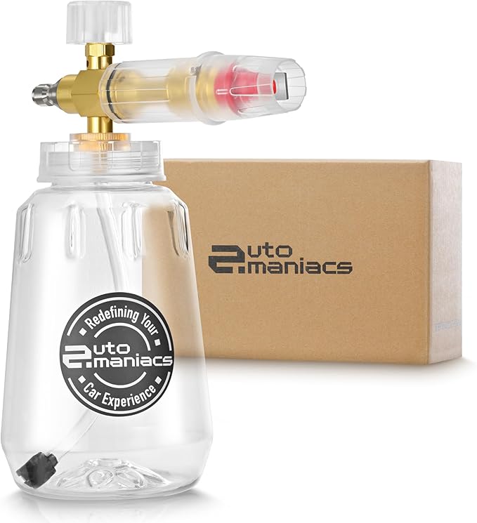 AutoManiacs Foam Cannon for Pressure Washer(Not Garden Hose), Adjustable Car Wash Sprayer with 1/4 Inch Quick Connector, 1L Durable Snow Foam Blaster for Car & Truck Washing