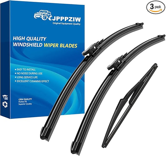 CJPPPZIW® Windshield Wipers-28"+26"+12" Replacement for 2013 2014 2015 2016 2017 2018 Ford C-Max CMax Premium All-Season Front and Rear Wiper Blades,Original Factory Quality(Pack of 3)