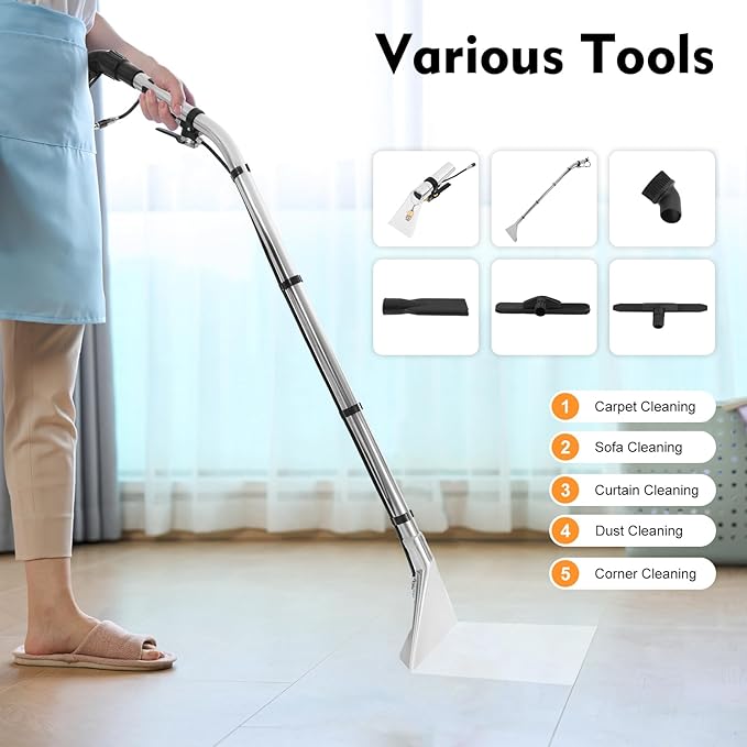 110V 40L Commercial Carpet Cleaner, 3in1 Carpet Spraying Floor Brush Cleaner Portable Carpet Cleaning Machine, Multi-Purpose Wet Dry Vacuum Cleaner Dust Cleaner Collector for Hotels,Home