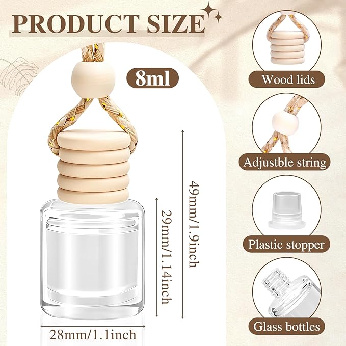 AROIC Car Air Freshener for Women, 6 Pack Air Freshener Diffuser, Hanging Air Fragrance Essential Oil Diffuser, Car Scents Accessories Cute Car Interior Decor Unisex (Light Fragrance)