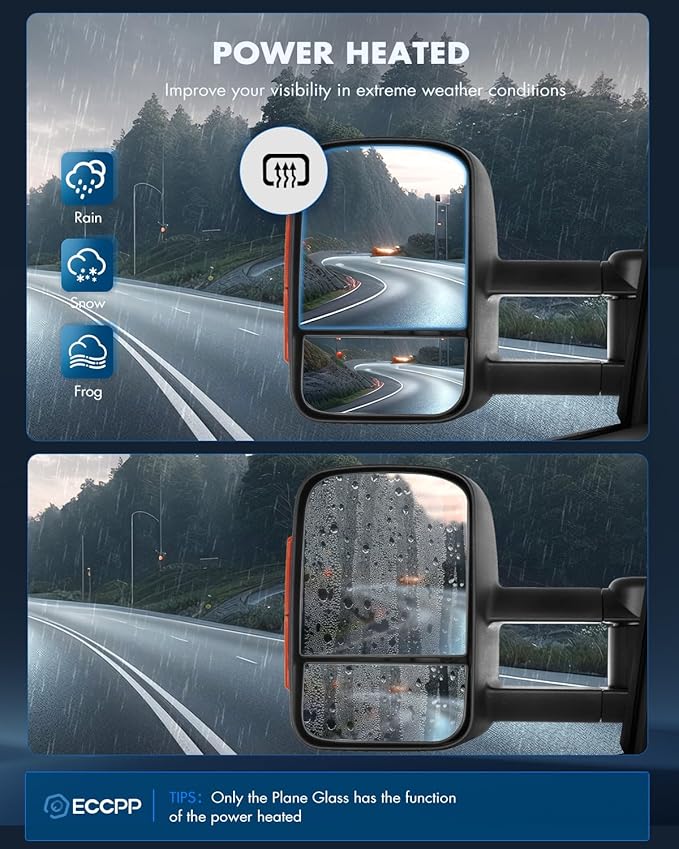 ECCPP Towing Mirrors Pair Set Replacement fit for 2003-06 for Chevy Silverado 1500 2500 HD 3500 Suburban 1500 2500 Tahoe for GMC Sierra Yukon Power Heated Signal Black Manual Telescoping Tow Mirrors